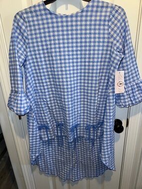 Zadie B’s Blue Gingham Tie-Waist Women's Tunic Top
